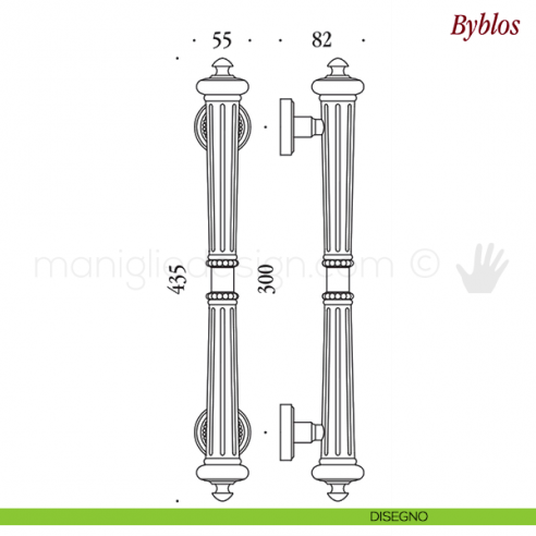Maniglione per porta Byblos Antologhia disegno