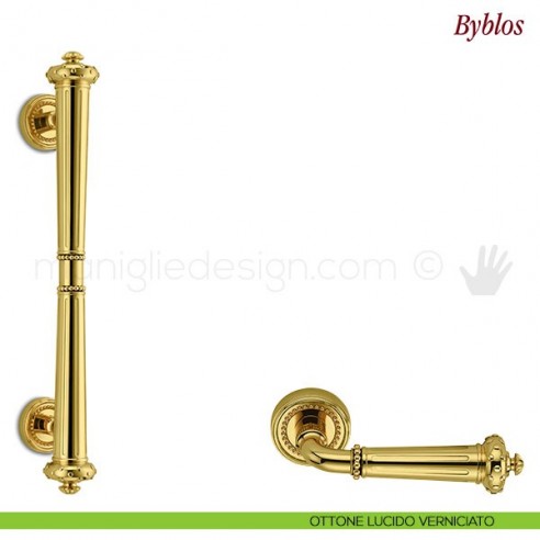 Maniglione per porta Byblos Antologhia ottone lucido verniciato