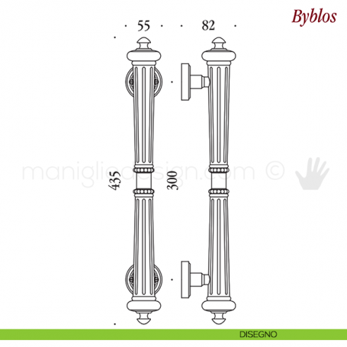 Maniglione per porta Byblos Antologhia disegno
