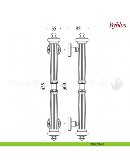 Maniglione per porta Byblos Antologhia disegno