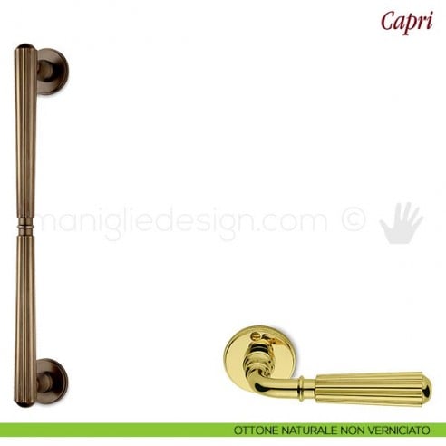 Maniglione per porta Capri Antologhia ottone naturale non verniciato
