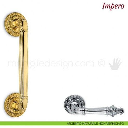 Maniglione per porta Impero Antologhia argento naturale non verniciato