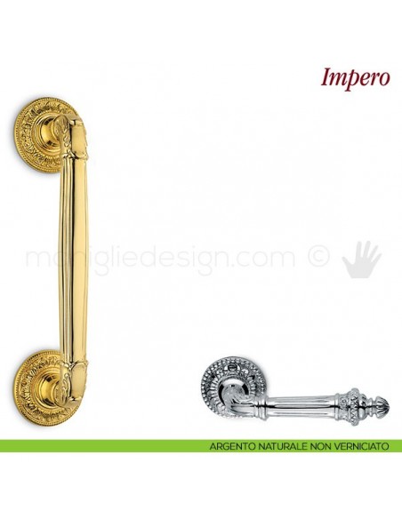 Maniglione per porta Impero Antologhia argento naturale non verniciato