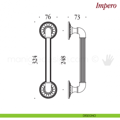 Maniglione per porta Impero Antologhia disegno