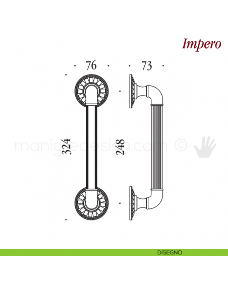 Maniglione per porta Impero Antologhia disegno