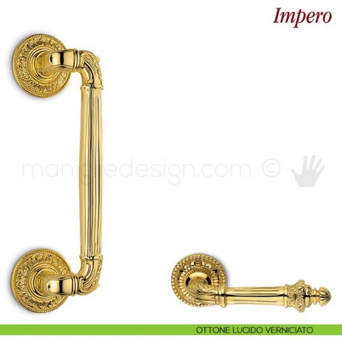 Maniglione per porta Impero Antologhia zancato ottone lucido verniciato