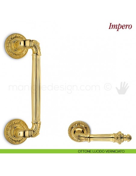 Maniglione per porta Impero Antologhia zancato ottone lucido verniciato