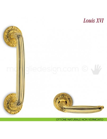 Maniglione per porta Louis XVI Antologhia ottone naturale non verniciato