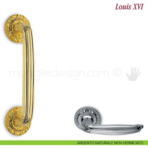 Maniglione per porta Louis XVI Antologhia argento naturale non verniciato