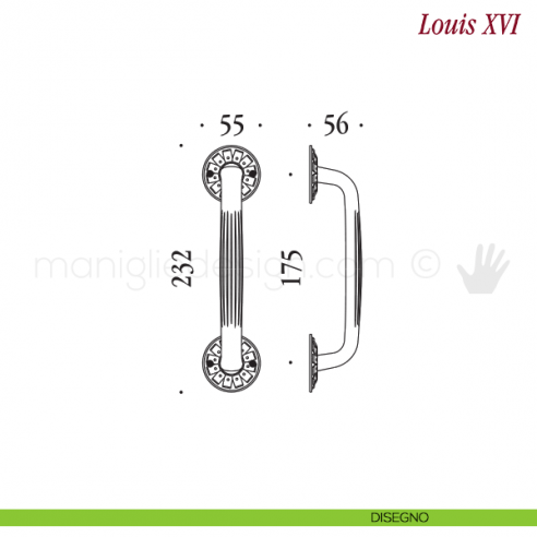 Maniglione per porta Louis XVI Antologhia disegno