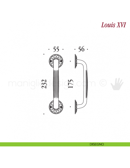 Maniglione per porta Louis XVI Antologhia disegno