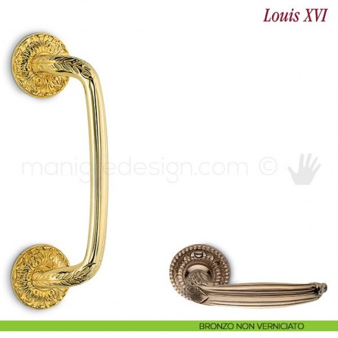 Maniglione per porta Louis XVI Antologhia zancato bronzo non verniciato