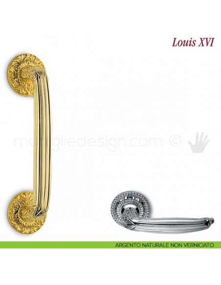 Maniglione per porta Louis XVI Antologhia argento naturale non verniciato
