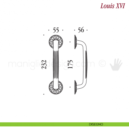 Maniglione per porta Louis XVI Antologhia disegno