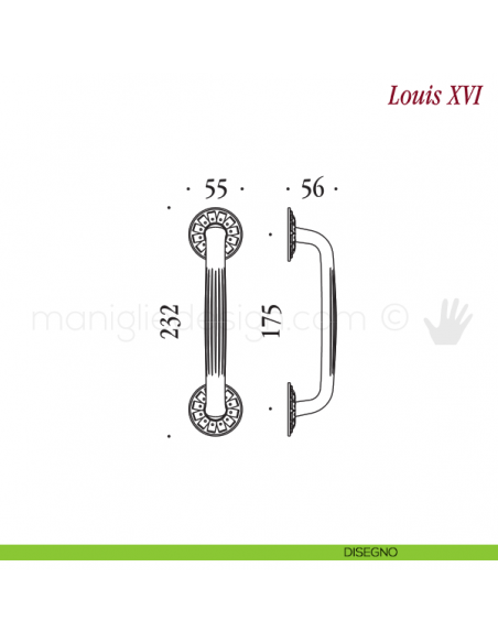 Maniglione per porta Louis XVI Antologhia disegno