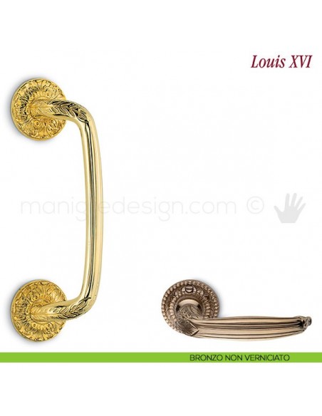 Maniglione per porta Louis XVI Antologhia zancato bronzo non verniciato