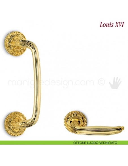 Maniglione per porta Louis XVI Antologhia zancato ottone lucido verniciato
