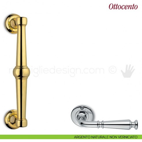 Maniglione per porta Ottocento Antologhia argento naturale non verniciato