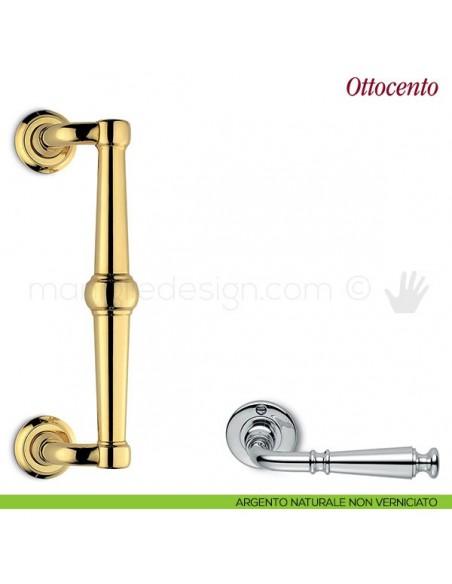 Maniglione per porta Ottocento Antologhia zancato argento naturale non verniciato