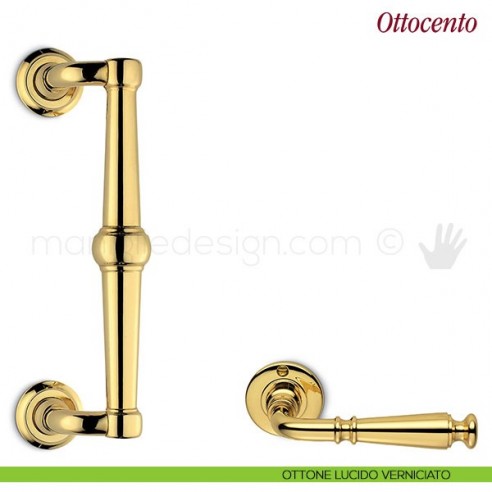 Maniglione per porta Ottocento Antologhia zancato ottone lucido verniciato