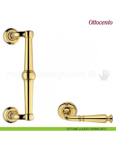 Maniglione per porta Ottocento Antologhia zancato ottone lucido verniciato