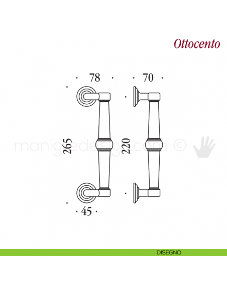 Maniglione per porta Ottocento Antologhia zancato disegno