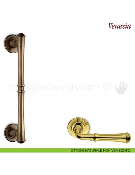 Maniglione per porta Venezia Antologhia ottone naturale non verniciato