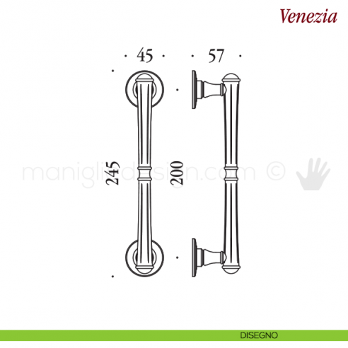 Maniglione per porta Venezia Antologhia disegno