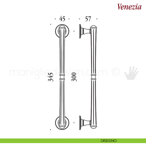 Maniglione per porta Venezia Antologhia disegno