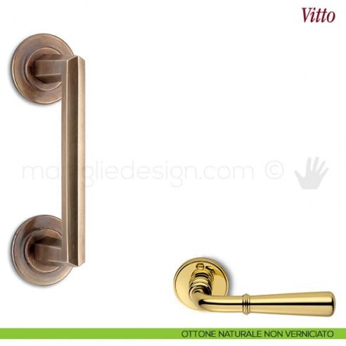 Maniglione per porta Vitto Antologhia ottone naturale non verniciato