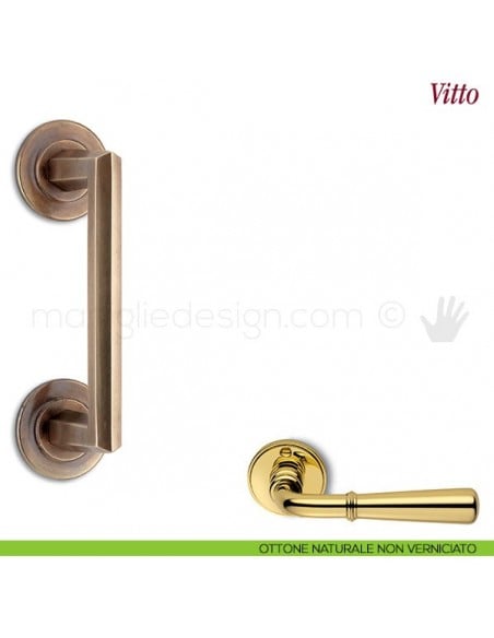Maniglione per porta Vitto Antologhia ottone naturale non verniciato