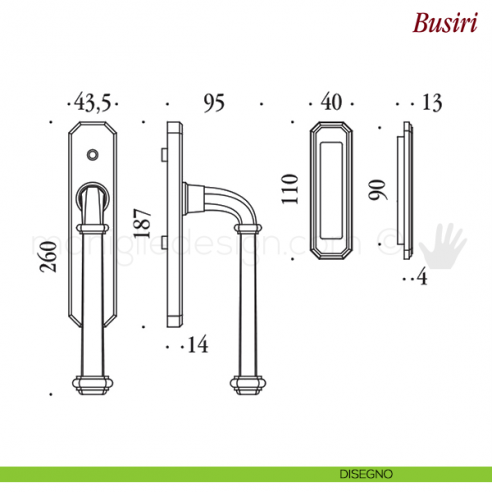 Maniglione per alzante scorrevole Busiri Antologhia disegno