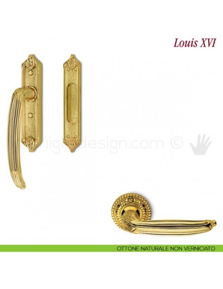 Maniglione per alzante scorrevole Louis XVI Antologhia ottone naturale non verniciato
