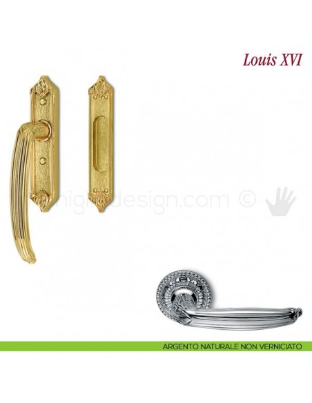 Maniglione per alzante scorrevole Louis XVI Antologhia argento naturale non verniciato