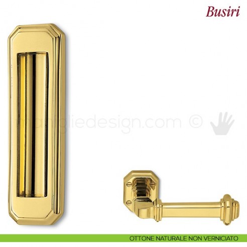 Maniglia per porta scorrevole Busiri Antologhia senza foro chiave ottone naturale non verniciato