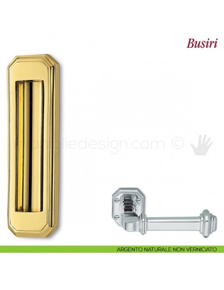 Maniglia per porta scorrevole Busiri Antologhia senza foro chiave argento naturale non verniciato