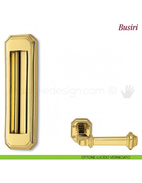 Maniglia per porta scorrevole Busiri Antologhia senza foro chiave ottone lucido verniciato