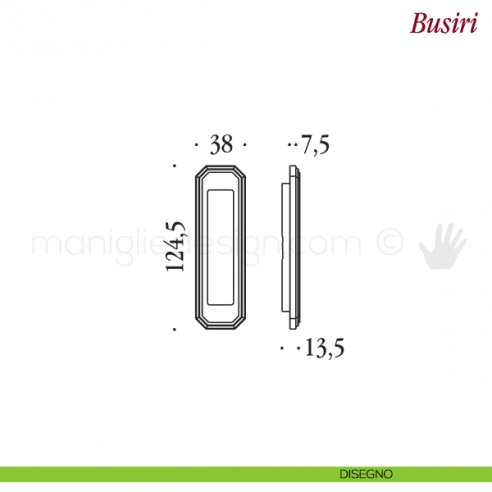 Maniglia per porta scorrevole Busiri Antologhia senza foro chiave disegno