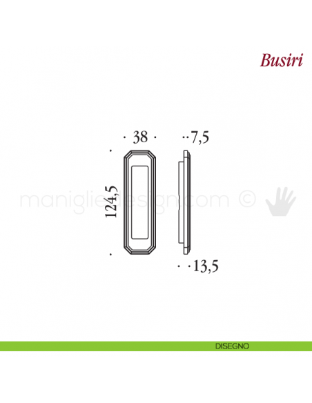 Maniglia per porta scorrevole Busiri Antologhia senza foro chiave disegno