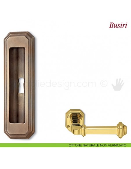Maniglia per porta scorrevole Busiri Antologhia con foro chiave ottone naturale non verniciato