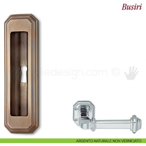Maniglia per porta scorrevole Busiri Antologhia con foro chiave argento naturale non verniciato
