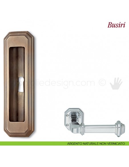 Maniglia per porta scorrevole Busiri Antologhia con foro chiave argento naturale non verniciato