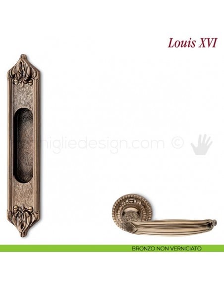 Maniglia per porta scorrevole Louis XVI Antologhia senza foro chiave bronzo non verniciato