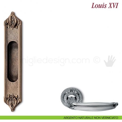 Maniglia per porta scorrevole Louis XVI Antologhia senza foro chiave argento naturale non verniciato