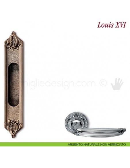 Maniglia per porta scorrevole Louis XVI Antologhia senza foro chiave argento naturale non verniciato