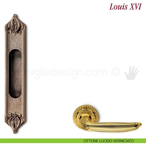 Maniglia per porta scorrevole Louis XVI Antologhia senza foro chiave ottone lucido verniciato