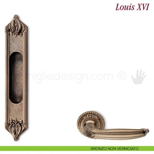 Maniglia per porta scorrevole Louis XVI Antologhia senza foro chiave bronzo verniciato