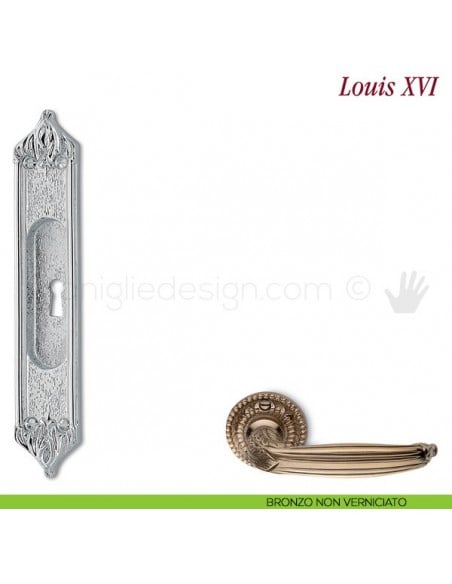 Maniglia per porta scorrevole Louis XVI Antologhia con foro chiave bronzo non verniciato