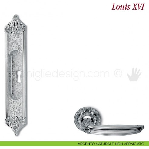 Maniglia per porta scorrevole Louis XVI Antologhia con foro chiave argento naturale non verniciato