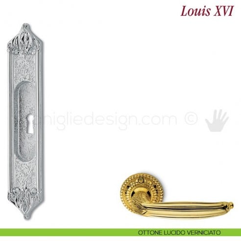 Maniglia per porta scorrevole Louis XVI Antologhia con foro chiave ottone lucido verniciato